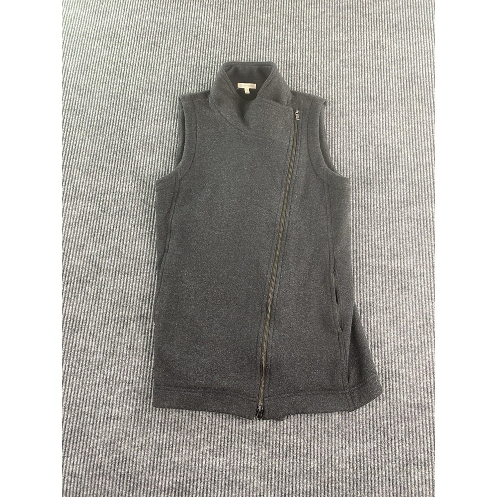Eileen Fisher Sweater Vest Women Extra Small Gray Wool Full Zip Designer Premium